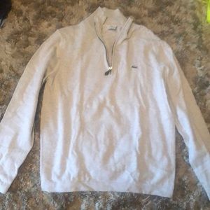 Lacoste gray zip neck cotton sweater.  Size 4